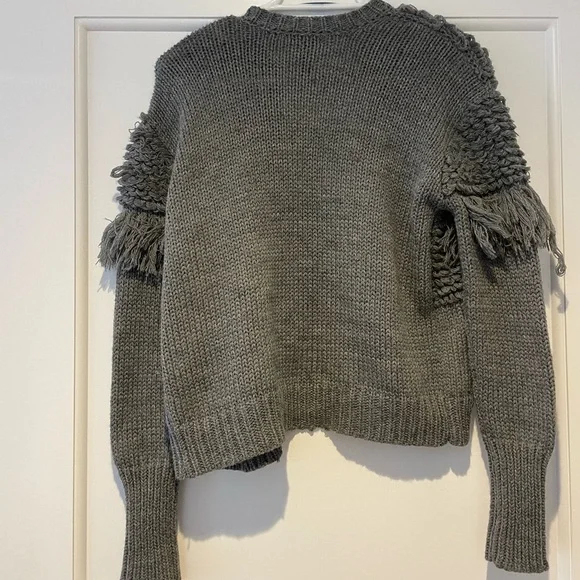 Aqua Gray Chunky Knit Cardigan Sweater - Picture 2 of 3